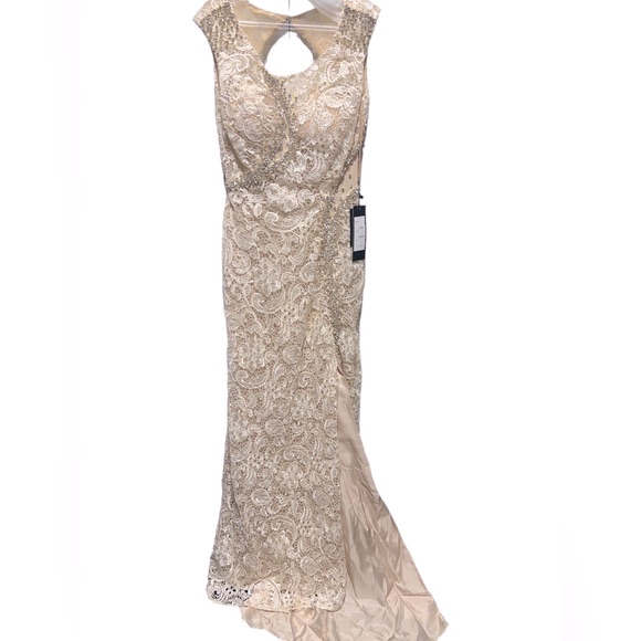 Cinderella Divine Champagne Lace Rhinestone Gown Nwt Size 8